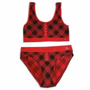 Lucky Brand Red and Black Women's Intimate Set